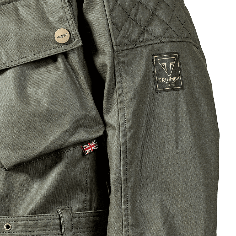 Blouson de moto en coton ciré Beck 2 Kaki | For the Ride